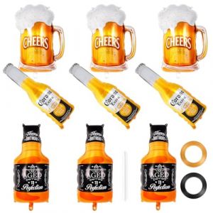 9 Pièces Bière Ballons, Bottle de Vin Aluminium, Géant Fête, Ballon Bouteille Verre à Vin, Décoration d'Anniversaire, pour Mariages Festival Vacances (qinghongparty, neuf)
