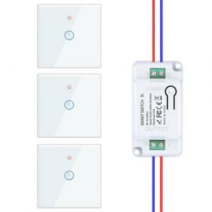 HYHIOTS Kit d'interrupteur sans fil, interrupteur d'&eacute;clairage sans fil RF433, &eacute;metteur de s&eacute;curit&eacute; sans fil 230V et contr&ocirc;leur r&eacute;cepteur 10A, interrupteur sans fil, interrupteur d'&eacute;clairage mural (HYHIOTS SMART LIFE, neuf)