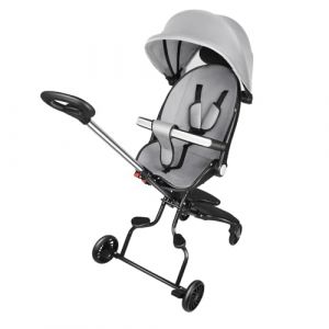 Tricycle bébé évolutif avec poignée Parent, 9 Mois-4 Ans, 0-15 kg, Capote de Protection, Vélo bébé,avec Pare-Soleil Pliable,Roues Silencieuses,Noir et Gris (Willanmd, neuf)