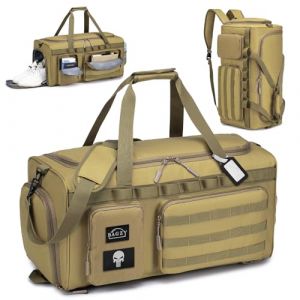 BAGZY Sac de Sport Homme 55L Sac de Voyage Tactique Militaire Imperm&eacute;ables Sacs Equitation Sacs d'entra&icirc;nement avec Compartiment &agrave; Chaussures pour Tir Sportif Voyage Fitness Weekender Camping Kaki (BAGZY, neuf)