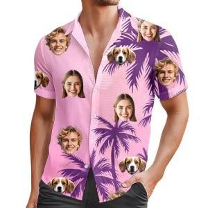 Générique Chemise Hawaienne Personnalisée Homme Personnalisés a Fleur Chemise avec Photo du Visage Ete Manches Courtes Bouton Plage Chemises Tropical Hippie Chemises pour Hommes Femmes (DSxnaPLQ, neuf)
