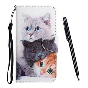 TOUCASA Coque pour iPhone XS/iPhone X (5,8 Pouces), PU Cuir Portefeuille Housse Magn&eacute;tique et Emplacements Cartes pour Clapet Folio Motif &Eacute;tui, Antichoc TPU Housse Protection Flip Case (Chat 1) (Mltour-EU, neuf)