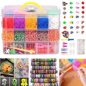 Aisny 15000PCS Kit Bandes Métier à Tisser pour Enfants, Bandes Caoutchouc pour Enfants Ensemble Fabrication Bracelets élastiques Ensemble élastiques pour Bracelet avec Métier à Tisser et Crochet (ignoremexi, neuf)