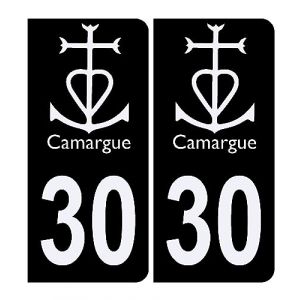Autocollant Sticker Plaque d'immatriculation Voiture 30 Logo Camargue Noir (Digital Sticker, neuf)