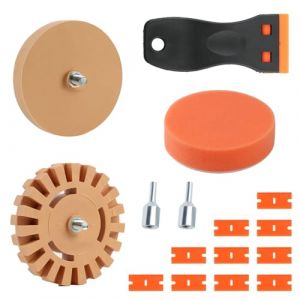 14 Pièces Gomme Enlève Autocollants Kit, Gomme à Effacer Décalcomanie pour Roue, Pratique Roue de Gomme Décolleuse avec Spatule Éponge, Roue Effaceur en Caoutchouc pour les Voitures et les Motos (GuanBo, neuf)