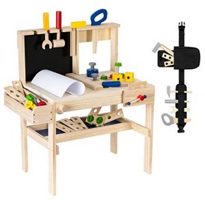 Mamabrum Établi Enfant en Bois – Jouet Montessori avec Boîte à Outils Enfant – Établi de Bricolage pour Développer la Motricité et la Créativité dès 1 an (HyperMotion, neuf)