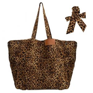 DAWRIS Grand sac à bandoulière pour femme - Motif léopard - Sac à main en toile - Motif léopard - Sac à bandoulière décontracté - Pour la vie quotidienne, le bureau, le shopping, l'école (jingxixin, neuf)