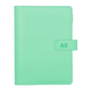 Classeur &agrave; Anneaux A5 en Cuir - Couverture Rechargeable &agrave; 6 Anneaux pour Papier de Remplissage A5 - Classeur Budget Planner pour L'&eacute;cole, la Maison, le Bureau (Papier Int&eacute;rieur non Inclus) Vert (INCNMAD, neuf)