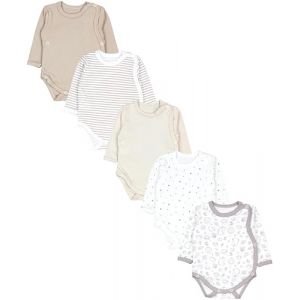 TupTam Body Bébé – Lot de 5 Bodies Bébé 0-3 Mois, Body Bébé Garçon à Boutons Pression, 100% Coton, Hérisson unisexe rayures étoiles beige, 80 (LotteStyle, neuf)