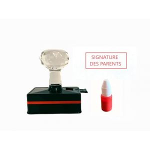 Tampon SIGNATURE DES PARENTS, Tampon encreur texte SIGNATURE DES PARENTS, Encre de couleur rouge, Dimensions 50 x 20 mm, Encre incluse, Rechargeable (SIGNATURE DES PARENTS) (YvesMuse, neuf)