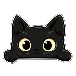 Autocollant d&eacute;coratif chat noir - Joli autocollant en PVC pour voiture, moto, ordinateur portable - R&eacute;sistant aux rayures et aux intemp&eacute;ries - &Eacute;l&eacute;gante d&eacute;coration chat pour surfaces lisses (Premium Selection of Joyful Sipping, neuf)