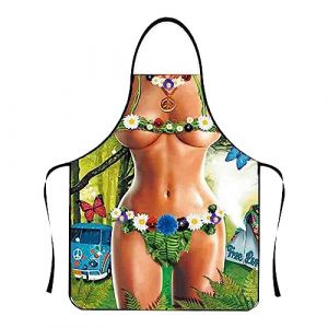 Tablier de Cuisine Homme Créatif Tablier Cuisine Homme Humour Tabliers Barbecue pour Homme Femme Étanche Réglable Tablier Barbecue Sexy Tablier de Cuisine Fun Fête Idée Cadeau Anniversaire BBQ (A-03) (HUAOPYU, neuf)