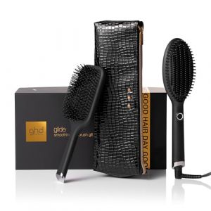 ghd - Coffret ghd Glide - Brosse Chauffante Lissante (Noire) - Brosse et pochette incluses - Lissage rapide facile les matins press&eacute;s, volume pr&eacute;serv&eacute; - Tous Types Cheveux. S'utilise sur cheveux secs (Peyrouse Hair Shop, neuf)