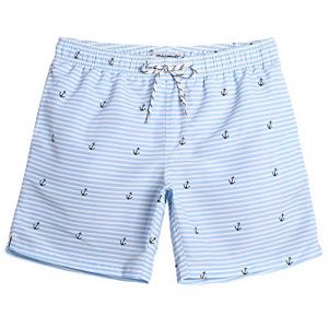 MaaMgic Homme Short de Bains Imprimé Séchage Rapide avec Slip en Filet Maillot de Bain Pants Court de Sport pour Vacance a la Plage, Rayures&ancre, X-Large(tour de taille:89~94cm) (baohui, neuf)