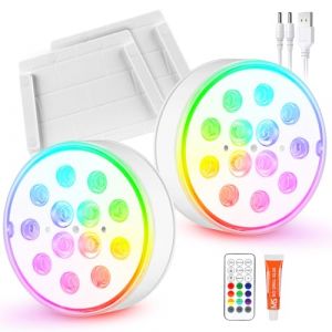 Lumière LED Submersible Rechargeable LED Piscine Sous l'eau IP68 Étanche 16 RGB Couleurs,Lampe Piscine avec Télécommande Lumières de Baignoire Étanche pour Jardin Piscine Vase Aquarium, Décorations (Trans Cargo Success, neuf)