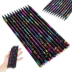 zizitips 12 Crayons HB en bois noir avec strass, pré-taillés, pour enfants et artistes, école, bureau, dessin, coloriage et croquis, kit créatif et coffret cadeau papeterie de qualité (zizitips, neuf)