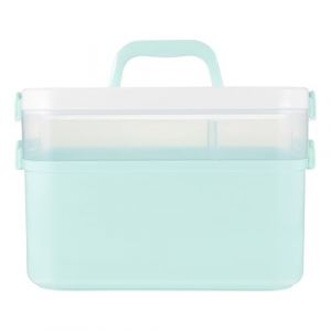 MUCKLILY Bo&icirc;te &agrave; Outils Manucure Grosse Capacit&eacute; Bleue en Plastique PP Solide Compartiments Amovibles Rangement Vernis &agrave; Ongles Portable pour Salon et Usage Professionnel (Senike, neuf)