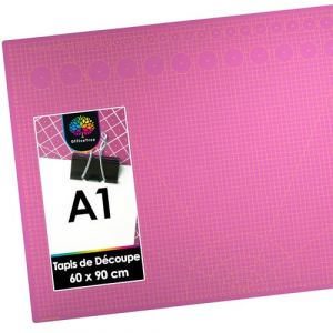 OfficeTree Tapis de d&eacute;coupe A1 auto-cicatrisant - 90 x 60 cm - Violet et rose - Grille double face - 3 couches en PVC - Pour couture, artisanat, mod&eacute;lisation, scrapbooking (ILP GmbH, neuf)