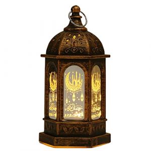 Hekasvm D&eacute;corations Du Ramadan Lanterne Led Du Ramadan Veilleuse LED Suspendue Du Ramadan Lanterne Marocaine En Verre Deco Int&eacute;rieur Du Ramadan Pour Eid Al-Fitr Musulman Murabak F&ecirc;te Arabe F&ecirc;tes (E) (Hekasvm-EU, neuf)