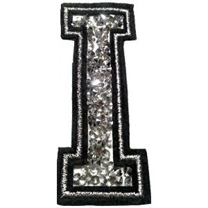 &Eacute;cusson Patch Badge strass Brod&eacute; ecusson lettre alphabet thermocollant " I 8-10 cm " (B2SEE LTD avec TVA francaise et livraison LaPoste, neuf)