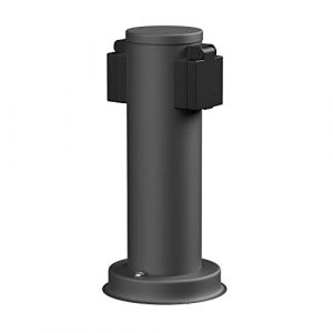 ledscom.de Garten Colonne de Prises de Courant PORU pour l'extérieur, IP44, 2X, Acier Inoxydable, Anthracite, Ronde, 27 cm (LEDs Com GmbH, neuf)