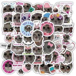 YAPKOLV 60 Pièces Autocollants Mignons Animaux Cartoon, Stickers Vinyl Drôles et Tristes Hamster pour Laptop Valise Voiture Téléphone Scrapbook Moto Vélo Valise (pour Enfants et Adultes) (MA SHIJIE UK SHOP, neuf)