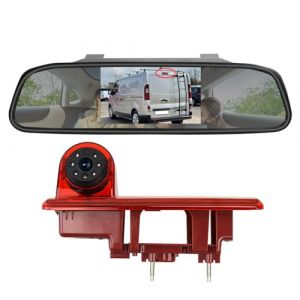 Cam&eacute;ra de recul mont&eacute;e en hauteur avec feu de freinage pour voiture et moniteur de r&eacute;troviseur de 4,3" pour Renault Traffic (de 2014 &agrave; aujourd'hui) - Kit de cam&eacute;ra de recul arri&egrave;re Opel/Vauxhall (EnRuiGe, neuf)