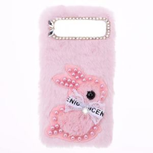 YKTO Peluche Fausse Fourrure Coque pour Samsung Galaxy J6+ Mignon Paillettes Diamant Perle Lapin Fille Coque de T&eacute;l&eacute;phone &eacute;tui pour t&eacute;l&eacute;phone Oreilles Lapin Peluche,Rose Perle Lapin (YKTO, neuf)