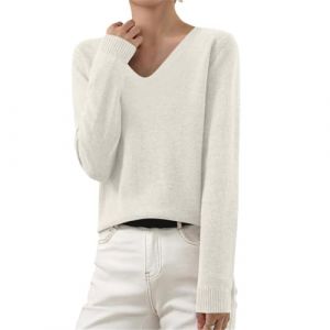 Femme Pull Femme Chic D&eacute;contract&eacute;s L&eacute;ger Tunique &agrave; Manches Longues Sweatshirt Chic et &Eacute;l&eacute;gant Col V Chaud Pullover Haut Tops Automne et Hiver Cadeau de Ma M&egrave;re,Beige,S,F143R (Routefuture, neuf)