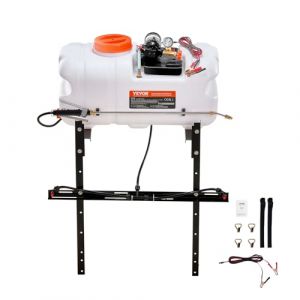 VEVOR Pulvérisateur pour VTT UTV 60 L Pulvérisateur Mauvaises Herbes Jardin à Pompe 12 V avec Réservoir d'eau, Rampe de Buses, Tuyau de 6,1 m, Débit de Pompe 7 L/Min Pression Réglable 0-72 PSI, Blanc (New Clear VEVOR, neuf)