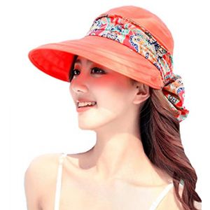 Femme Casquette Visi&egrave;re Large Bord Chapeau de Soleil Plage Voyage Et&eacute; Capeline de Camping P&ecirc;che V&eacute;lo Jardinage Pliable Protection Solaire Compl&egrave;te avec Foulard Prot&egrave;ge-nuque D&eacute;tachable UPF 50+ Anti-UV (QICHENGUK, neuf)