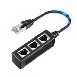 Répartiteur Ethernet RJ45 Câble répartiteur 1 à 3 Connecteur Internet Réseau Réseau Réseau Répartiteur Adaptateur Extension pour Cat5, Cat5 etc. (Un seul appareil connecté au réseau en même temps) (Herfair, neuf)