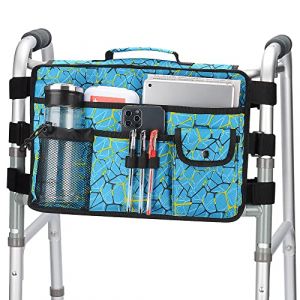 supregear Sac de Marcheur, Pochette Organisateur Pliable Etanche de Marcheur avec 9 Poches et Grand Compartiment pour Fauteuil Roulant et Déambulateur, Sac Fourre-Tout avec Poignée, Bleu (J&D Tech FR, neuf)