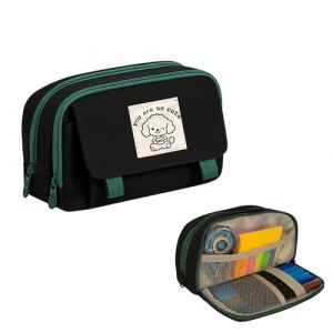 OnlyPRIME Trousse Scolaire 3 Compartiments- Grande Trousse Crayon pour École et Bureau, Trousse Fille, Trousse Stylo, Fourniture Scolaire, Trousse Feutre (NEGRO) (OnlyPRIME, neuf)