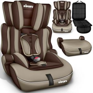KIDUKU® Siège auto pour enfants avec Protection, évoluant avec la croissance, Norme ECE R129/03, de 9 kg à 36 kg (de 1 à 12 ans), Groupe 1 + 2 + 3 (Marron/Beige) (DWD-Company, neuf)