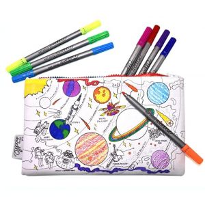 eatsleepdoodle Trousse à Colorier Exploration Spatiale - Coloriage Ludique pour Tout Savoir sur les Planètes, les Fusées, les Astronautes et la Lune, Feutres Textiles Lavables Inclus (eatsleepdoodle, neuf)