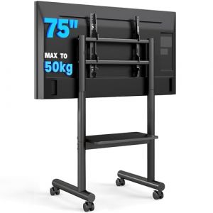 5Rcom Support TV roulettes Support TV sur Pied avec roulettes pour T&eacute;l&eacute;viseurs 32 &agrave; 70 Pouces LCD/LED/OLED, Support Tele Mobile Universel R&eacute;glable en Hauteur jusqu'&agrave; 50 kg, Max. VESA 400x400 mm (Rfiver Star Collections, neuf)