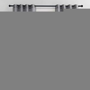 PONY DANCE Rideau Voilage - Voilage Transparent Panneaux Voile en Effet Lin Textur&eacute; D&eacute;coration de Fen&ecirc;tre avec Oeillet pour Salon Chambre, Chaque: L132xH210cm, Gris Fonc&eacute;, Lot de 2 (RYB HOME EU, neuf)