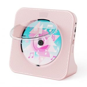 Gueray Lecteur CD Bluetooth avec Haut-Parleur Lecteur CD de Bureau Baladeur CD Lecteurs de CD avec Couvercle Anti-poussi&egrave;re et t&eacute;l&eacute;commande et Radio FM Prise USB et AUX 3,5 mm Rose (tangljuk, neuf)