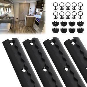 Ansobea Lot de 8 rails d'arrimage Airline en aluminium de 1 m, rails d'arrimage Ronds Demi-ronds, ensemble de rails d'arrimage avec 20 bagues de fixation pour rail d'arrimage et 16 embouts de rail (YYYYU123, neuf)