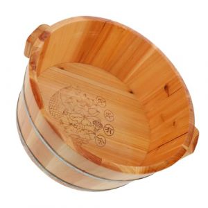 Hohopeti Bassine en Bois Massif 36 CM de Diam&egrave;tre X 16 CM de Hauteur Bac Profond pour Massage et Spa des Pieds Seau Portable pour P&eacute;dicure &agrave; Domicile Voyage Bain Relaxant pour Soins (Ingrid GL, neuf)