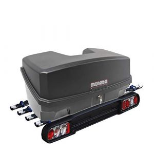MENABO Race 4 Porte-v&eacute;los d&rsquo;attelage Pliable &Agrave; 4 supports + Coffre &agrave; bagages Boxxy Noir (Autopieces-online, neuf)
