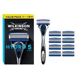 Wilkinson Sword Hydro 5 - Rasoir pour Homme - Lames Rev&ecirc;tement Carbone - Rev&ecirc;tement Carbone - Gel hydratant & lame de pr&eacute;cision -Rasoir + 8 recharges de lames (DeeGoods GmbH, neuf)