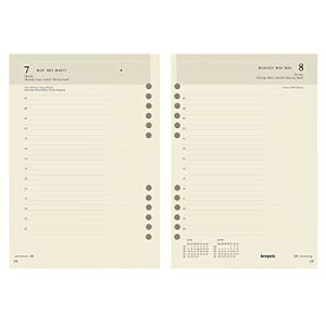 BREPOLS - 1 Recharge Pour Organiseur Brepols Brefax 1-1 jour par page - Dimension 14,5 x 21 cm - Janvier 2026 &agrave; D&eacute;cembre 2026-6 Langues (Papeterie Libellus, neuf)