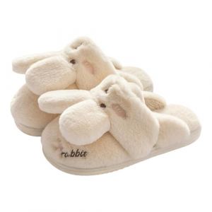 G&eacute;n&eacute;rique Chausson Femme Lapin - Chaussons Antiderapant Femme Pantoufles Couleur Unie Chaussures Mignon Pantoufle avec Semelle Souple Pantoufle Fourrure en Peluche Chausson Chaude Chaussures (TANGJUNPI, neuf)