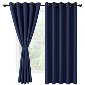 DWCN 2 Pièces Rideaux Occultant Thermiques à Oeillets, Rideau Thermique Isolant Anti Froid et Chaleur pour Chambre des Garçons, 167x137 CM (Largeur x Hauteur), Bleu Marine (DWCN EU, neuf)