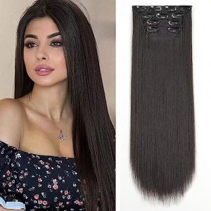 YDDM Extension Cheveux Naturel Clip Noir Marron Extension a Clip Cheveux Naturel Cheveux Raides Extensions de Cheveux Extension Rajout Cheveux Clip (YDDM Hair, neuf)