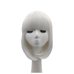 Tingyilan Lueur dans le noir Perruque, Perruque lumineuse synth&eacute;tique droite lumineuse de courte dur&eacute;e Bob blanc avec frange Perruque Costume de cosplay de f&ecirc;te,Beige (BeLongsYou, neuf)