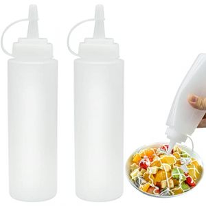 2 Pcs Bouteille &agrave; Condiments, Bouteille de Sauce,8 oz Presser Les Bouteilles, Flacon Souple en Plastique,pour la Peinture, la Cuisson, Le Ketchup, l'huile d'olive 250ML (RCASKYE LTD, neuf)