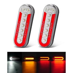 SUPAREE Feu Arriere Remorque LED Feux Remorque LED 12V 24V Feux Stop/Clignotants/Inverse/Lumi&egrave;res de Conduite Etanche Multifonctionnel pour Tracteur Caravane Camion Voiture 2Pcs (SUPAREE FR, neuf)